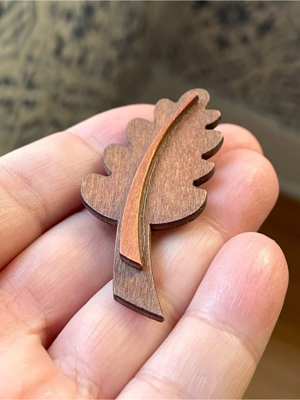 Vintage wooden oak leaf brooch wilderkind boho nature